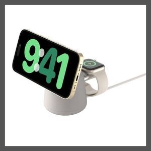 Belkin -  2-in-1 Wireless Charging Dock with MagSafe  Sand